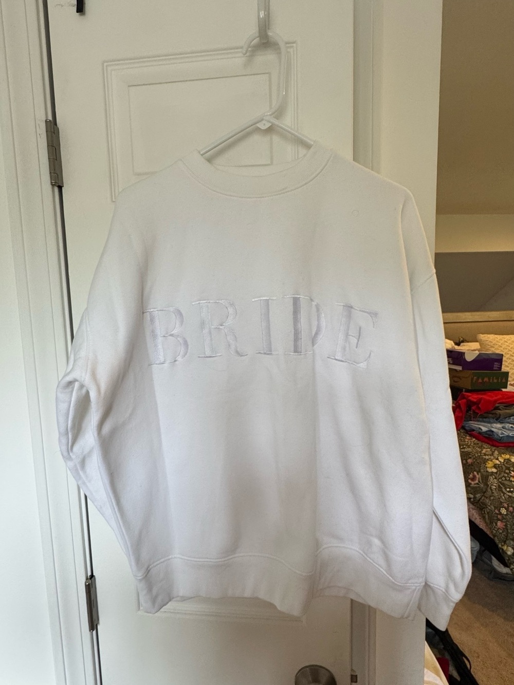 BRIDE Embroidered Crewneck Sweatshirt - White